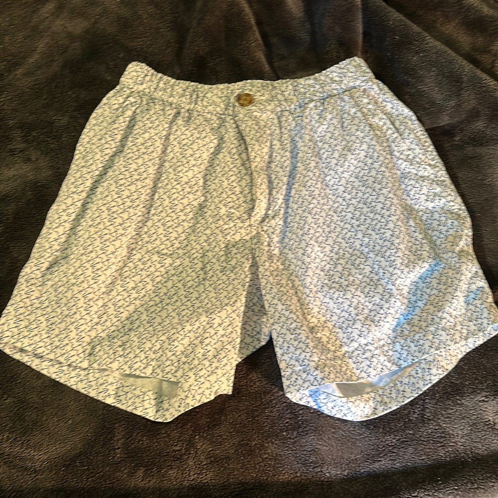 Chubbies Shorts White Anchor Print Elastic Waist Small 5.5”